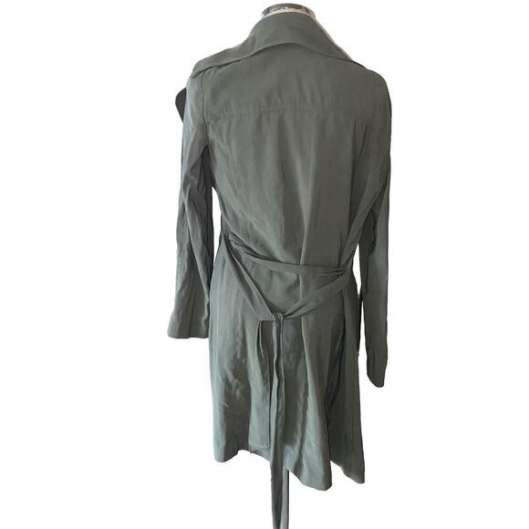 LOFT Olive Green Belted Notch Collar Long Sleeve Jacket Women’s Size Medium - Picture 4 of 8